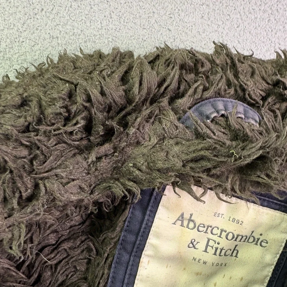 VTG Abercrombie & Fitch Adirondack Jacket Mens Medium Y2K Fur Lined Distressed